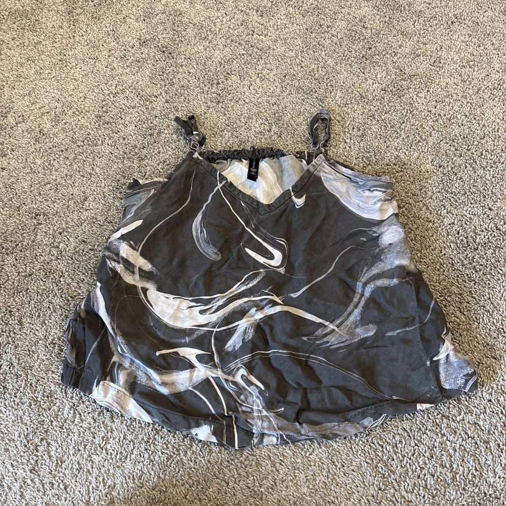 Athleta Calm Cool Cami Sleep Top size Medium Gray Marble Swirl Lounging Cute